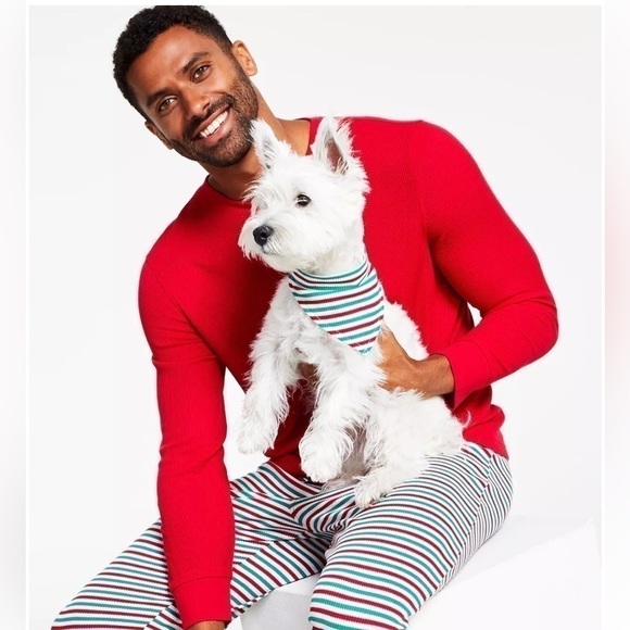 Matching Mens Thermal Waffle Holiday Stripe Mix It Pajama Set stripe bright S - Picture 4 of 14